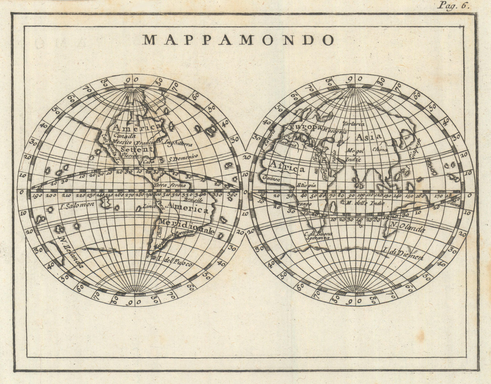 'Mappamondo'. California as an island. Australia incomplete. BUFFIER 1788