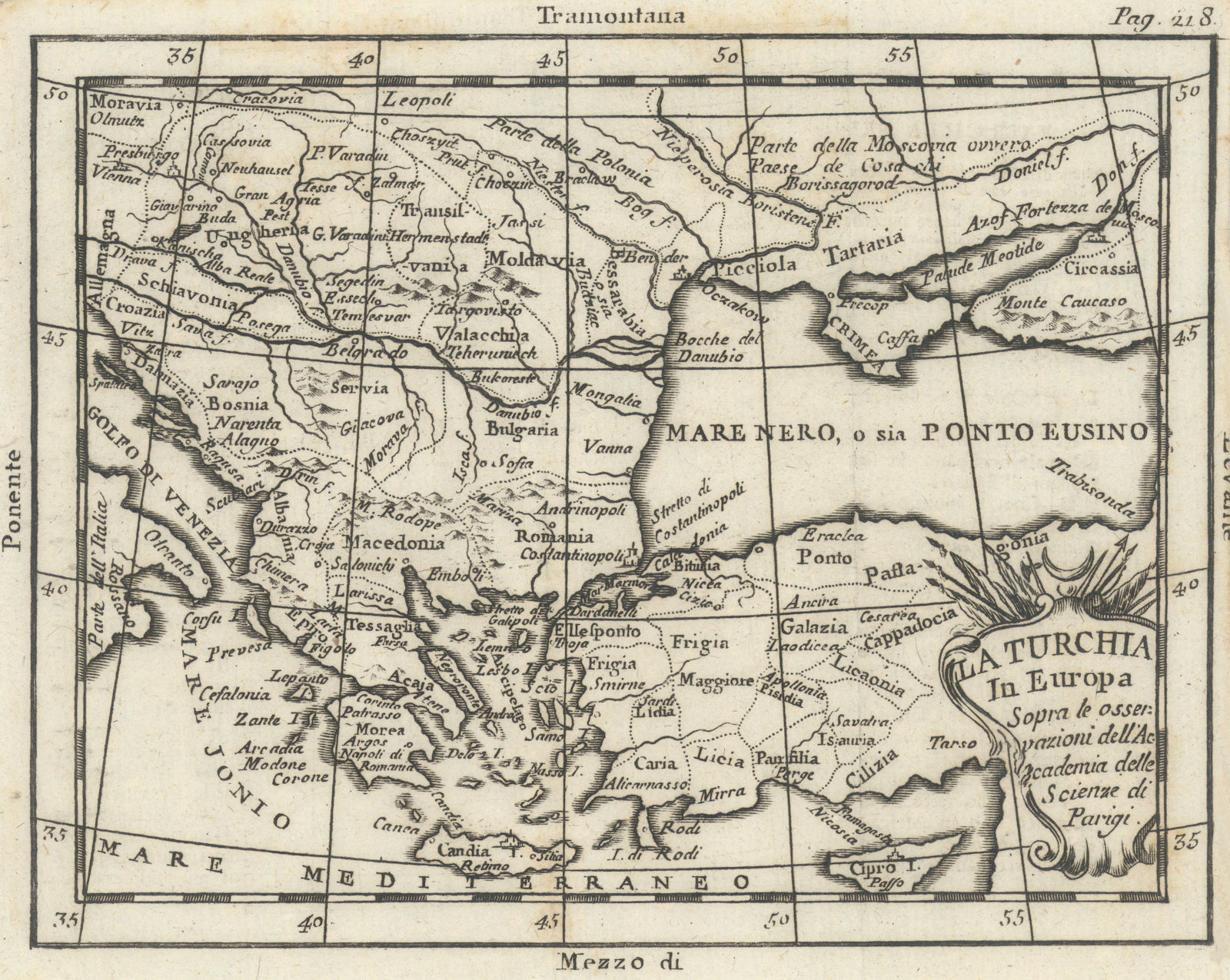 'La Turchia in Europa'. Turkey in Europe. Black Sea Anatolia. BUFFIER 1788 map