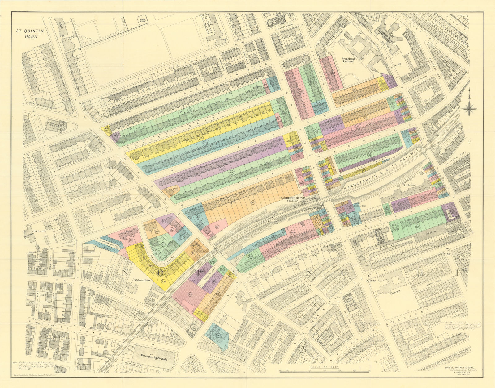 St Quintin Estate. Oxford Gardens. North Kensington. Ladbroke Grove c1925 map