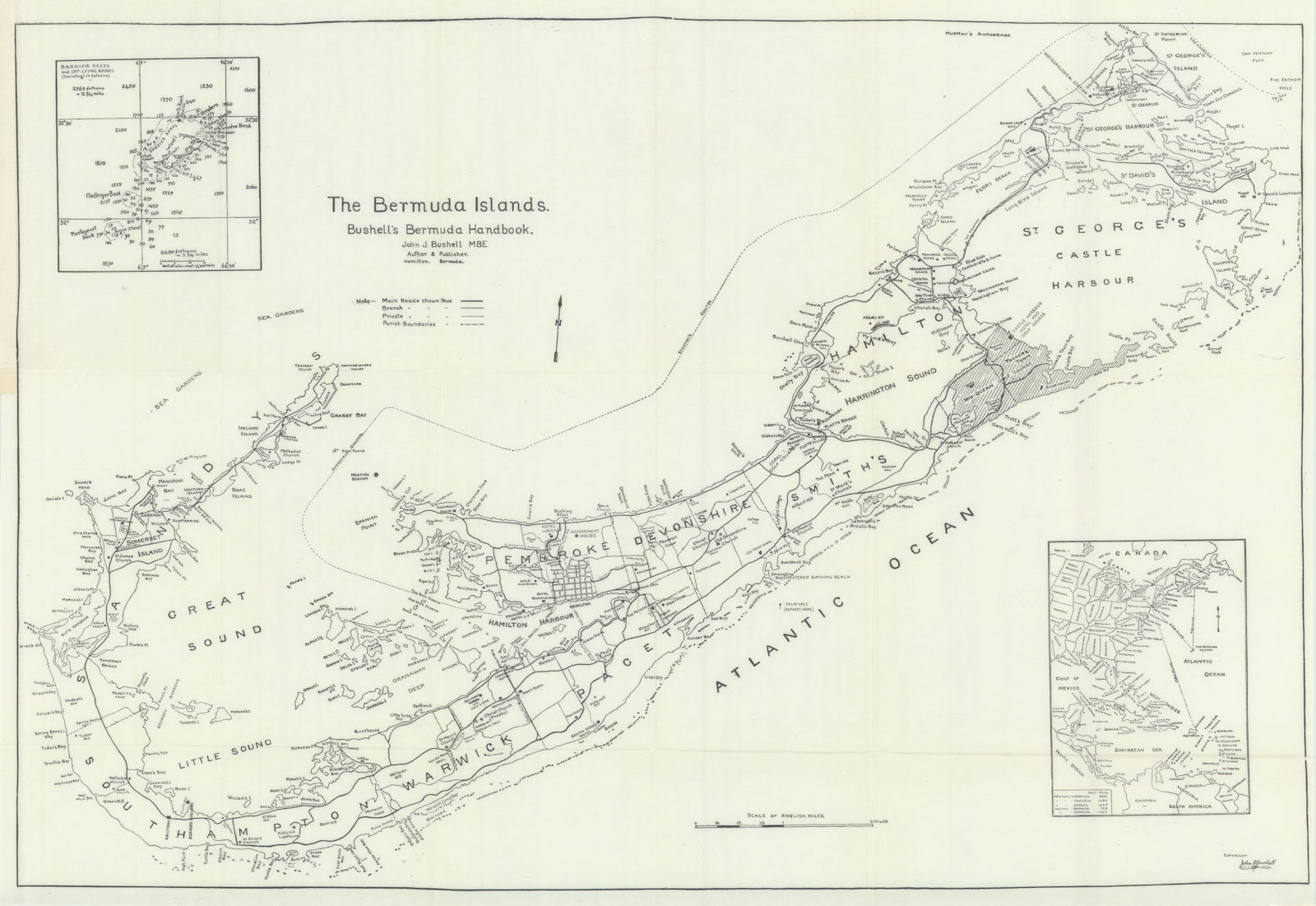 The Bermuda Islands - Bushell's Bermuda handbook - by John Bushell 1938 map