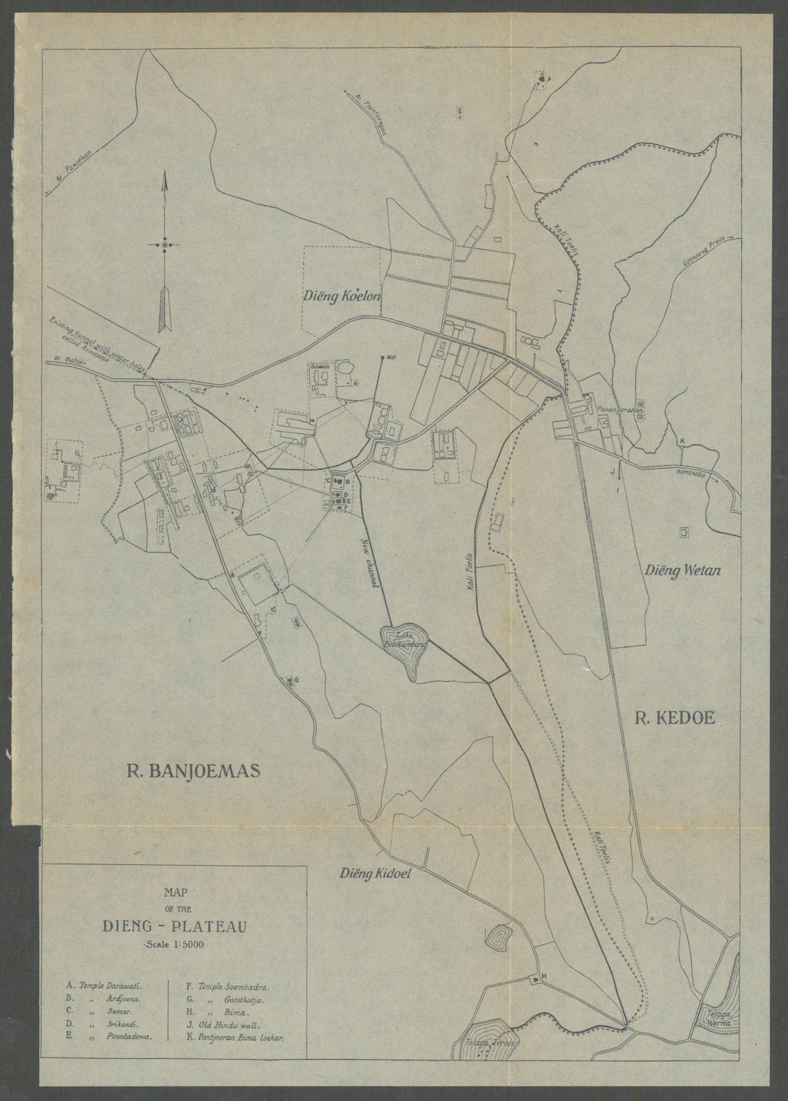 Associate Product Map of the Dieng-Plateau, Java, Indonesia. VAN STOCKUM 1930 old vintage