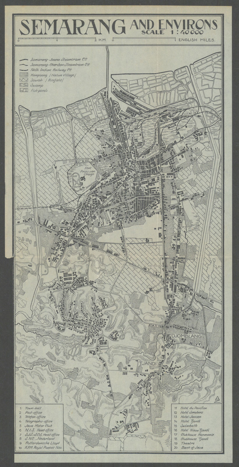Semarang & environs. Town city plan. Java, Indonesia. VAN STOCKUM 1930 old map