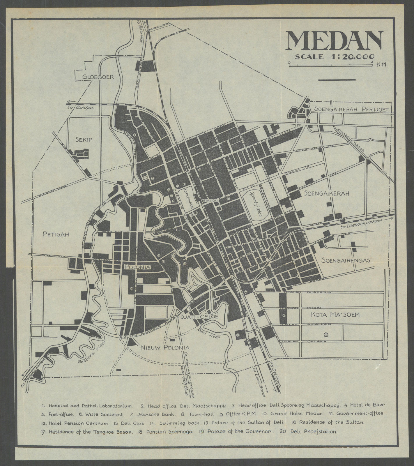 Associate Product Medan city plan. Sumatra, Dutch East Indies. Indonesia. VAN STOCKUM 1930 map