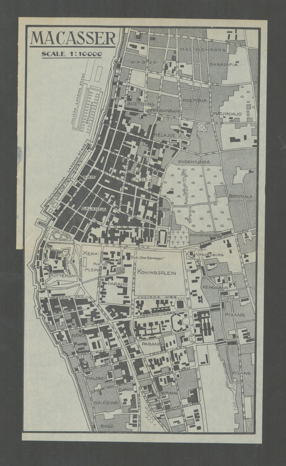 Macasser/Makassar city plan Celebes/Sulawesi Dutch East Indies. STOCKUM 1930 map