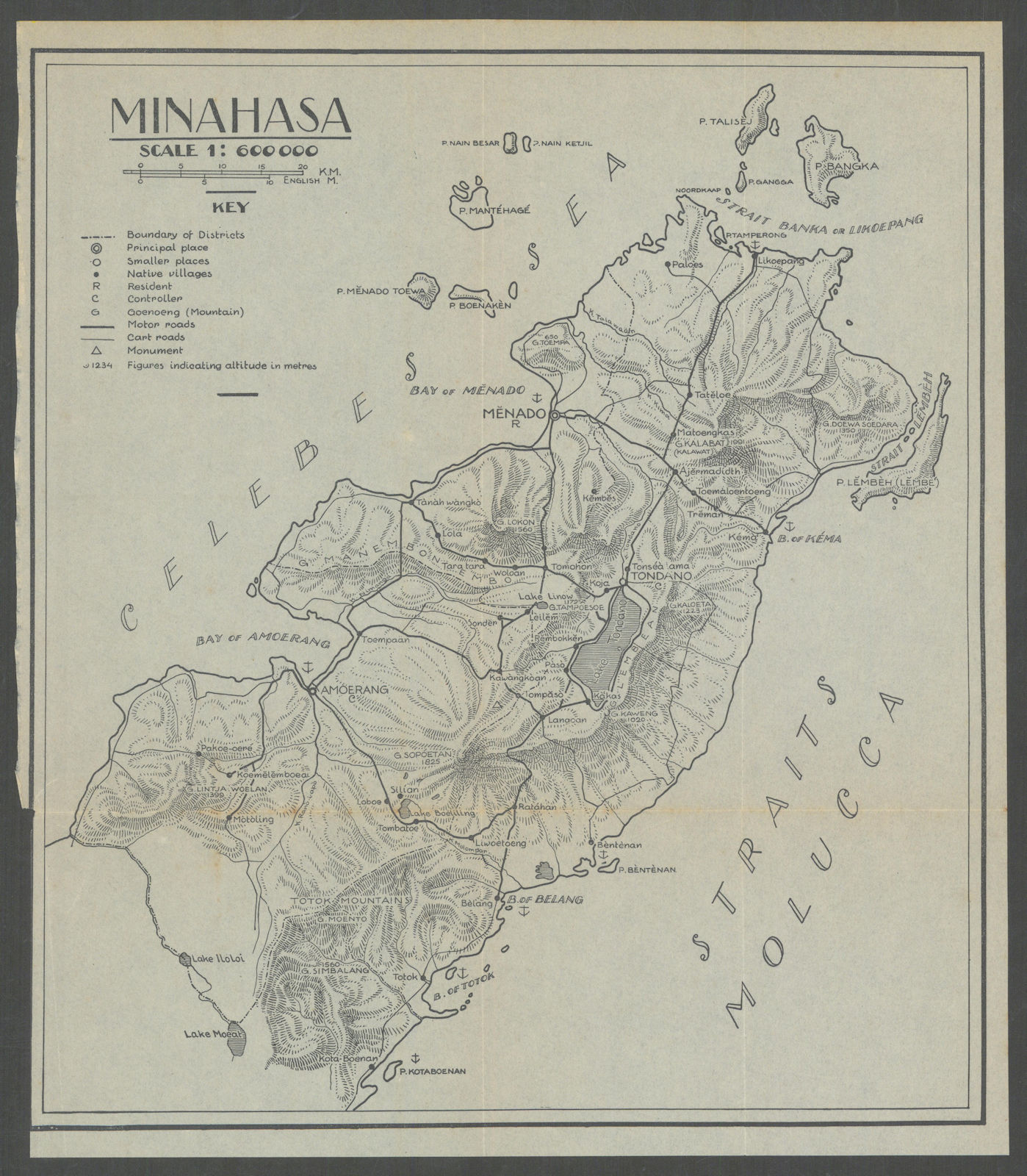 Minahasa. North Celebes/Sulawesi, Dutch East Indies. VAN STOCKUM 1930 old map