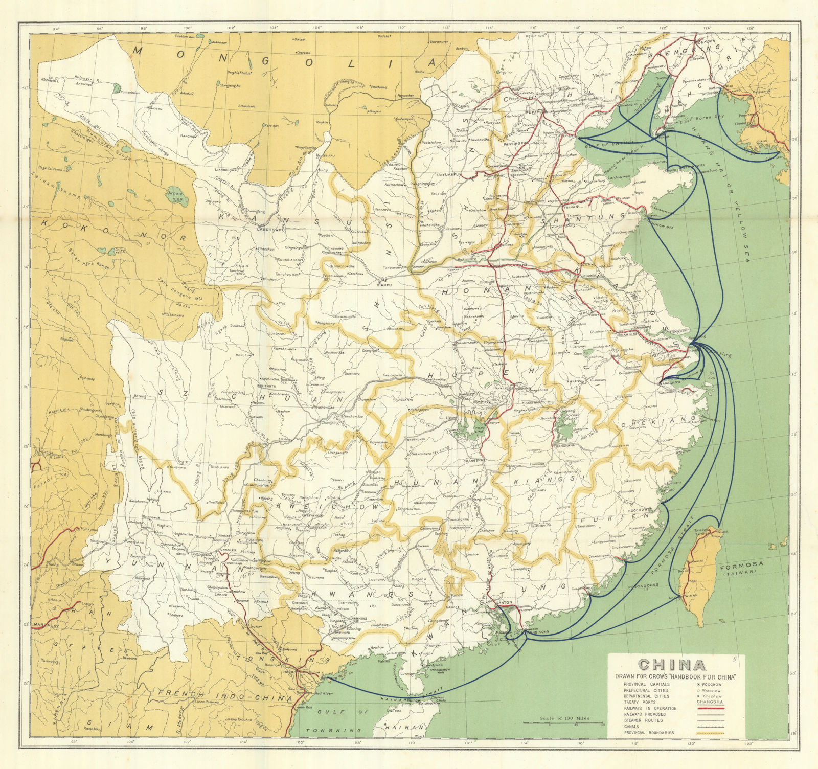 Associate Product China - drawn for Carl Crow's Handbook 1921 old antique vintage map plan chart