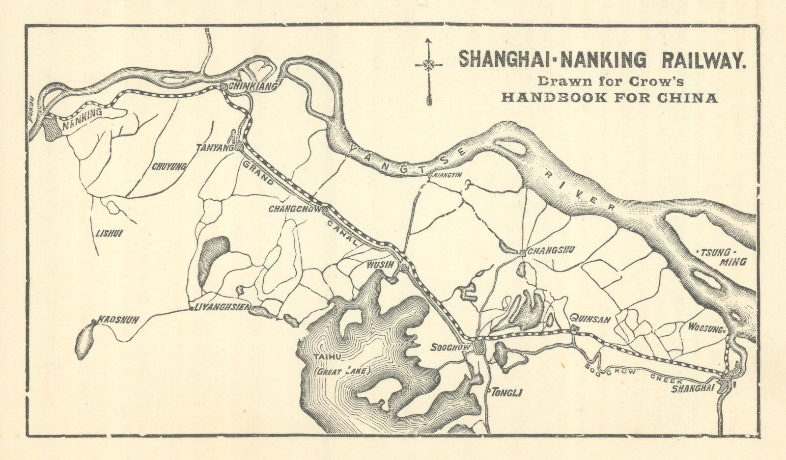 Shanghai - Nanking Railway, from Carl Crow's Handbook for China 1921 old map