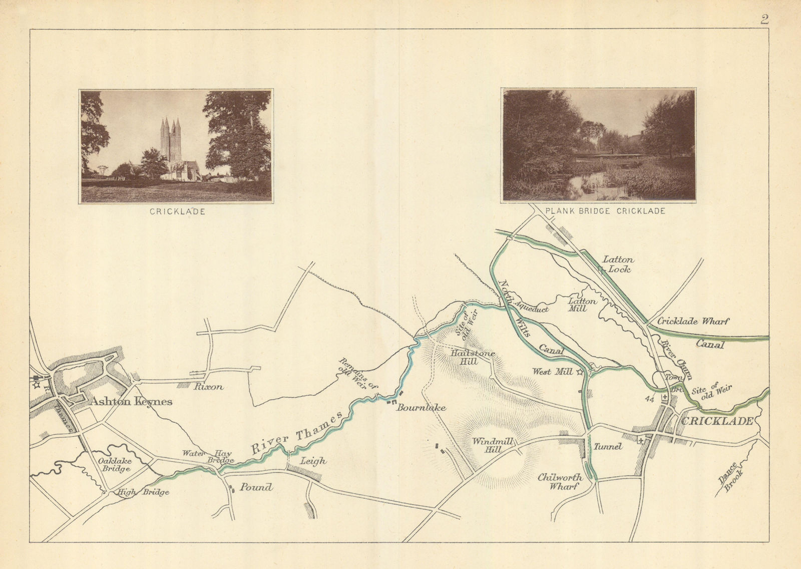 RIVER THAMES - Ashton Keynes - Cricklade. Plank Bridge. TAUNT 1879 old map