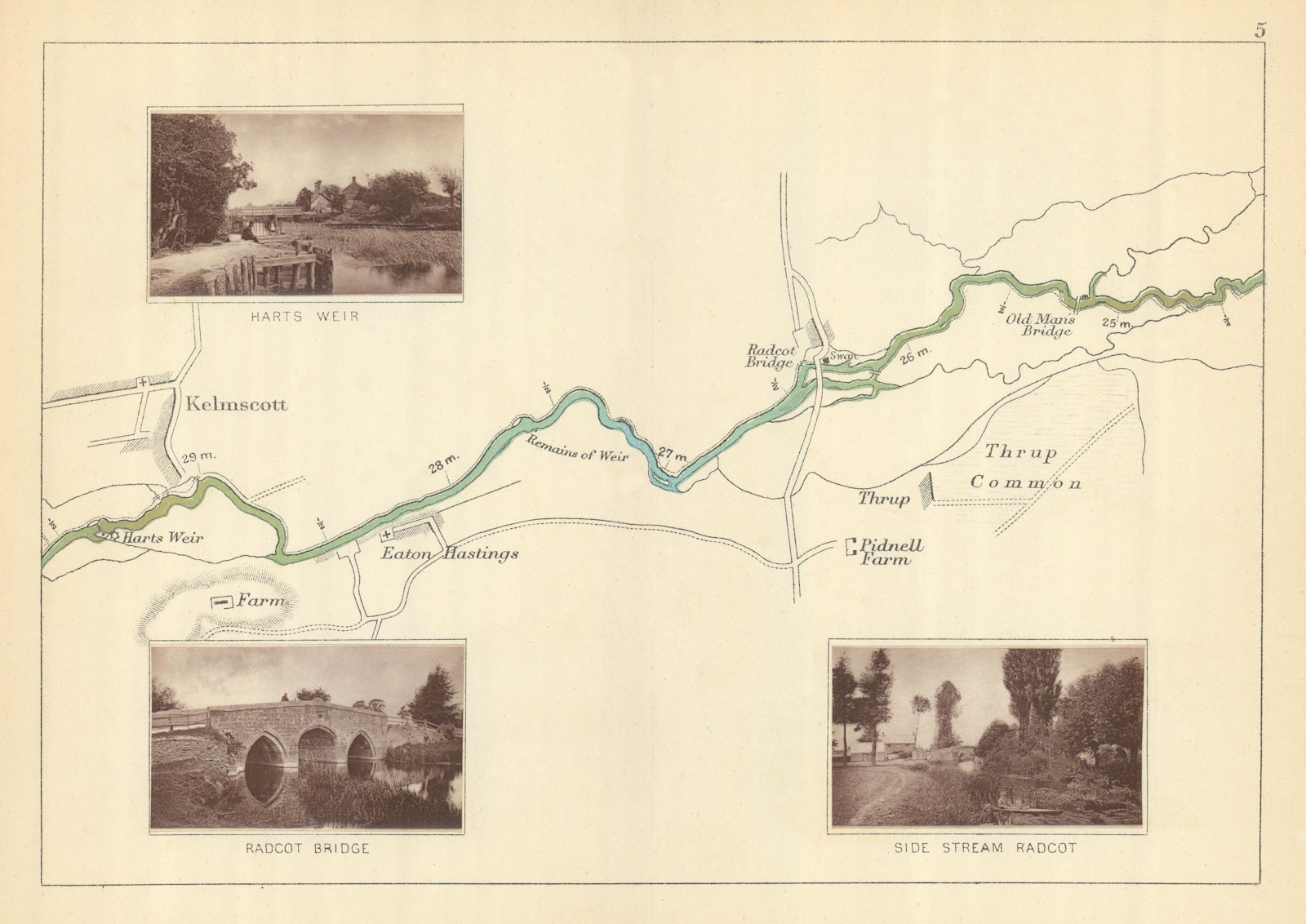 RIVER THAMES - Kelmscott - Radcot - Thrup. Harts Weir. TAUNT 1879 old map