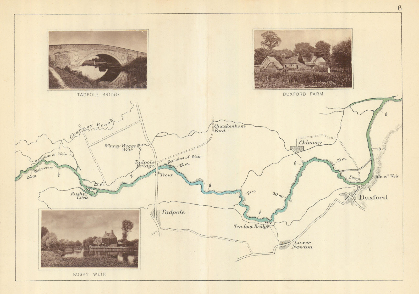 Associate Product RIVER THAMES - Tadpole - Lower Newton - Duxford. Rushy Weir. TAUNT 1879 map