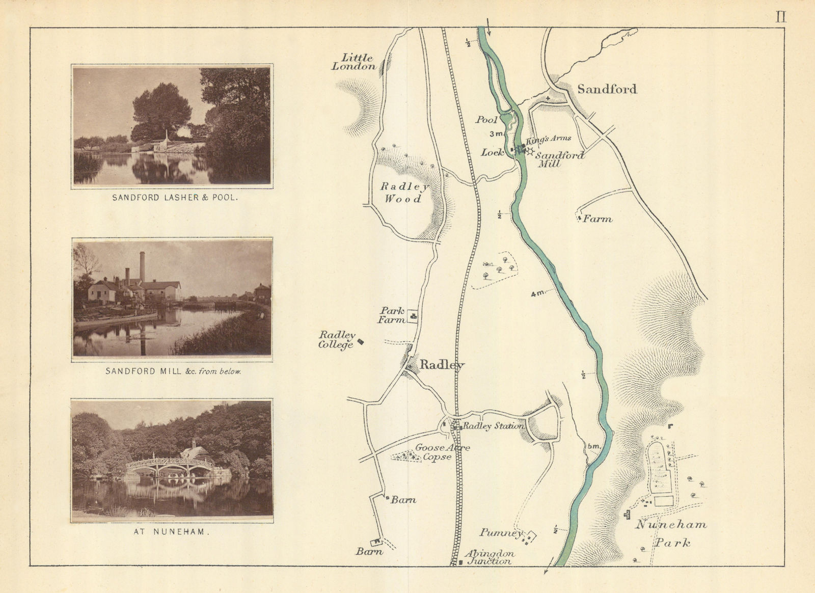 Associate Product RIVER THAMES - Radley. Sandford Lasher & Mill. Nuneham. TAUNT 1879 old map