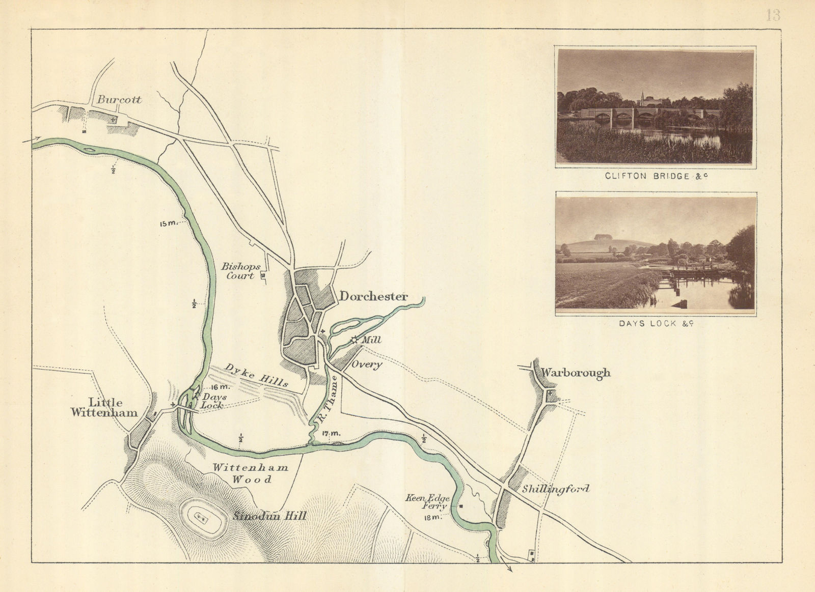 Associate Product RIVER THAMES Burcott Dorchester Wittenham Shillingford Warborough TAUNT 1879 map