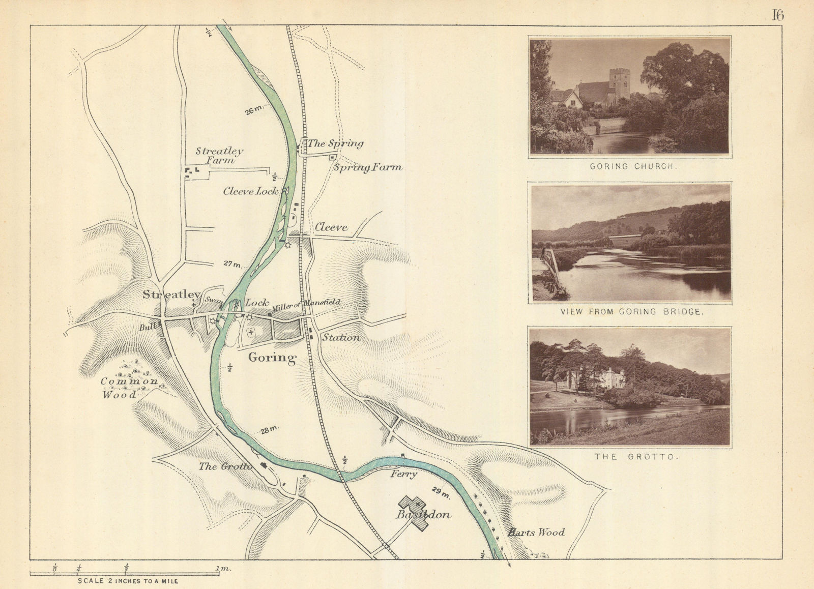 RIVER THAMES - Goring - Streatley - Basildon. The Grotto. TAUNT 1879 old map