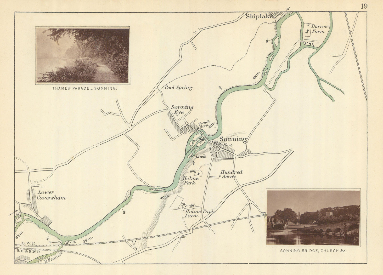 RIVER THAMES Lower Caversham - Sonning - Shiplake. Thames Parade. TAUNT 1879 map