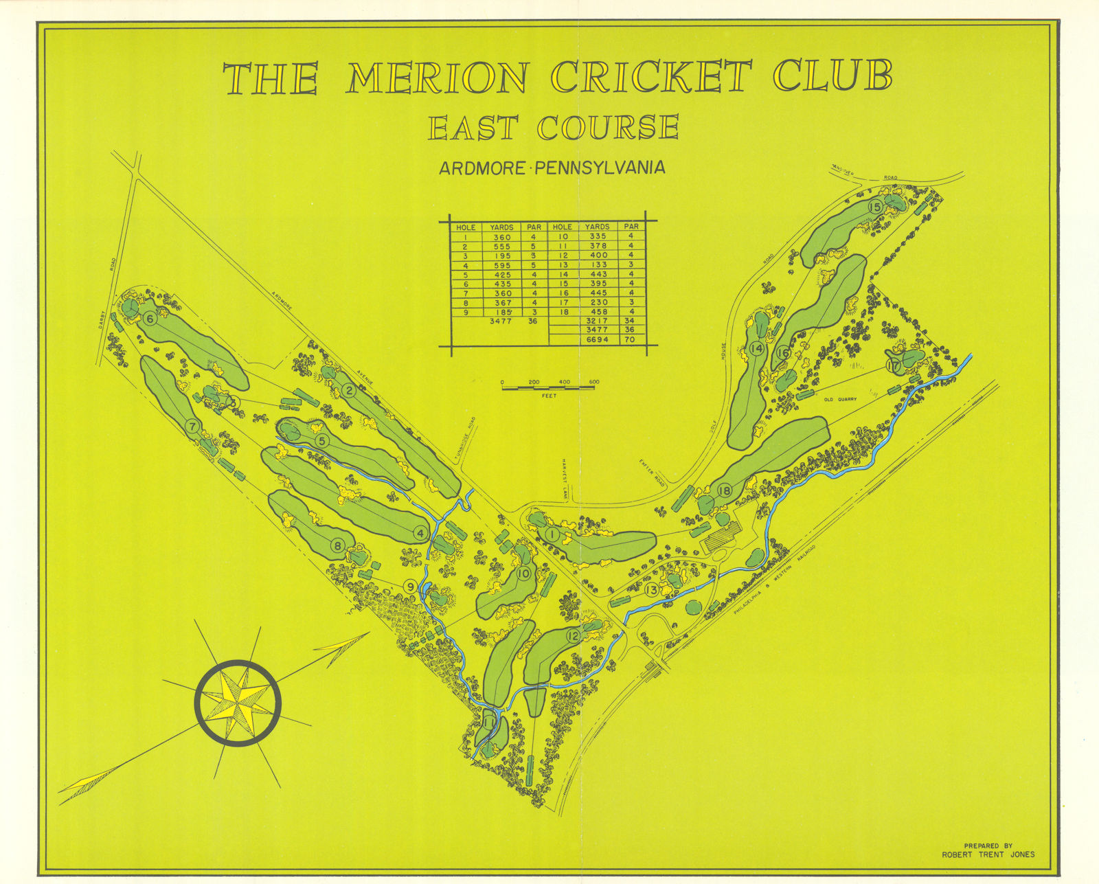 Associate Product Merion Golf Club East Course, Pennsylvania. Robert Trent Jones plan 1966 map