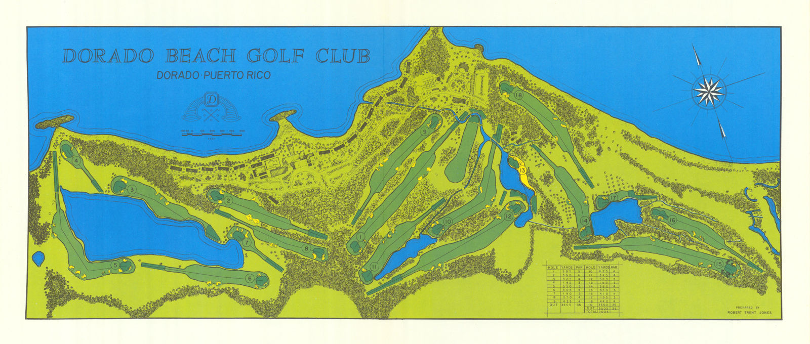 Dorado Beach Golf Club, Dorado, Puerto Rico. Robert Trent Jones plan 1966 map