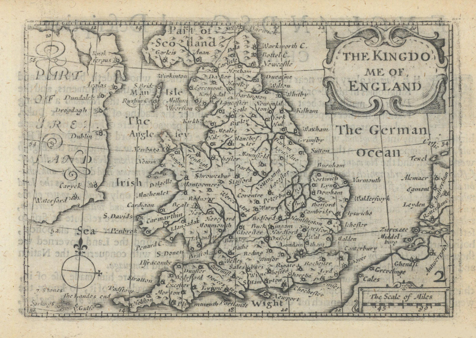 The Kingdome of England by van den Keere. "Speed miniature" 1627 old map