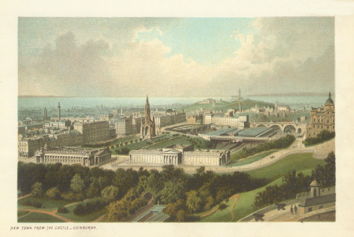 Associate Product New Town from the Castle , Edinburgh. Scotland antique chromolithograph 1891