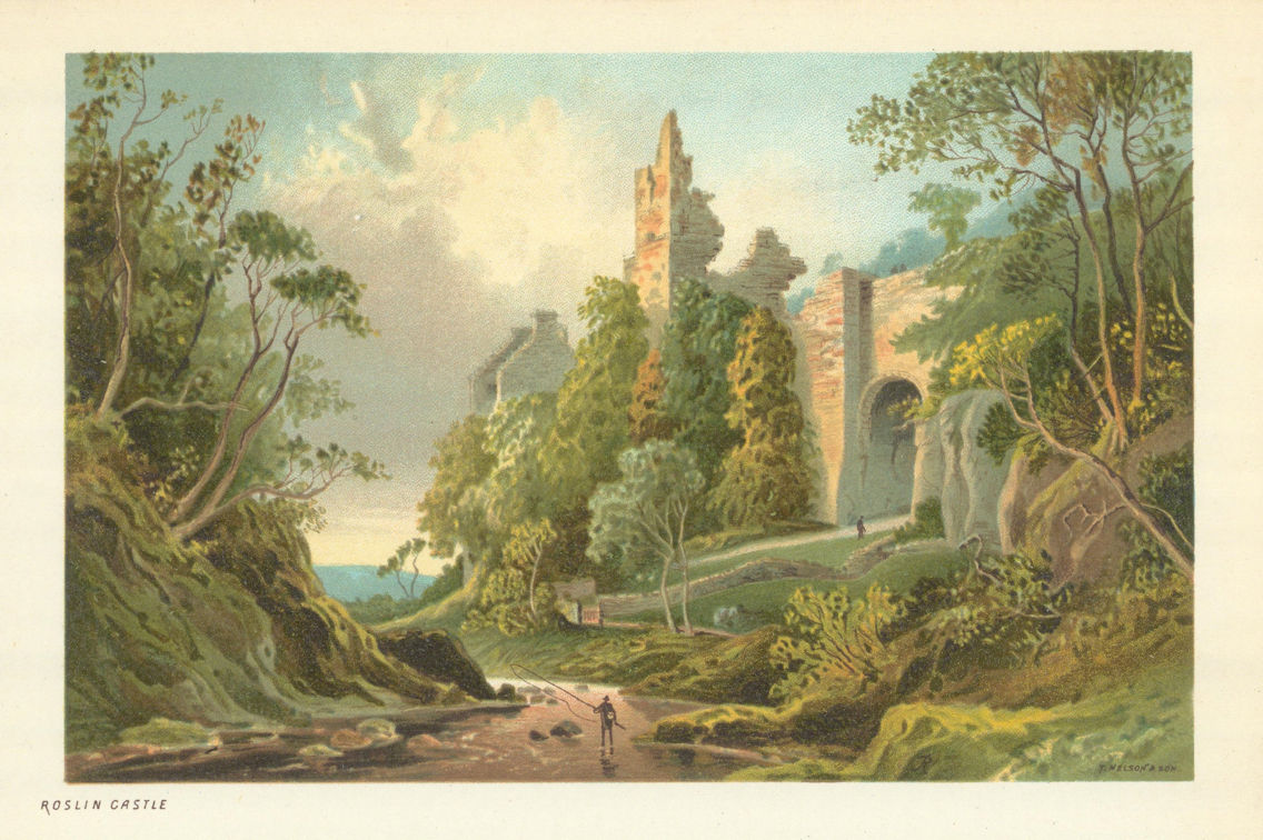 Associate Product Roslin Castle. Scotland antique chromolithograph 1891 old print
