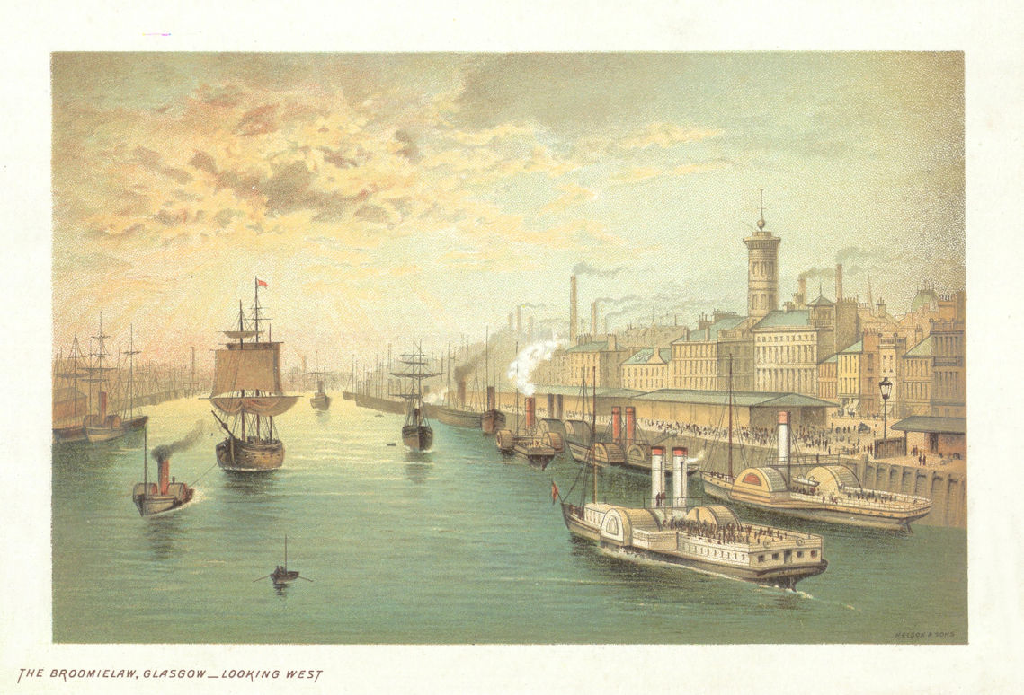 Associate Product The Broomielaw, Glasgow, looking west. Scotland antique chromolithograph 1891