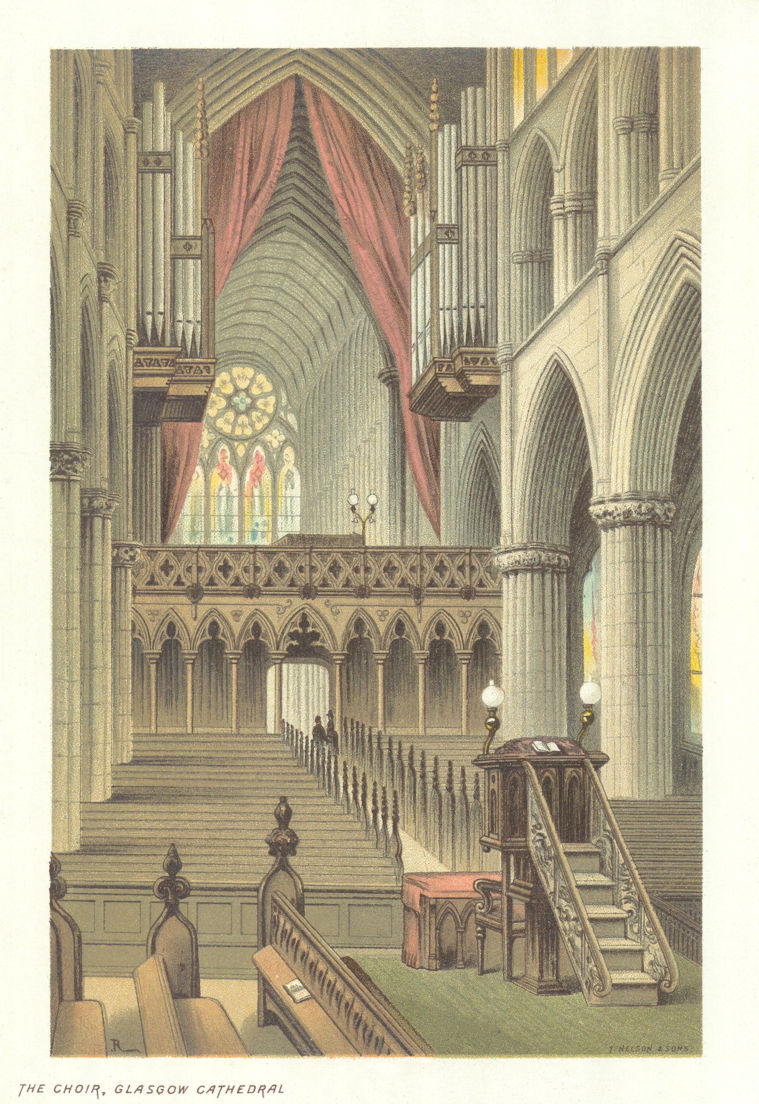 The Choir, Glasgow Cathedral. Scotland antique chromolithograph 1891 old print
