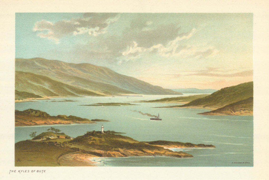 The Kyles of Bute. Scotland antique chromolithograph 1891 old print