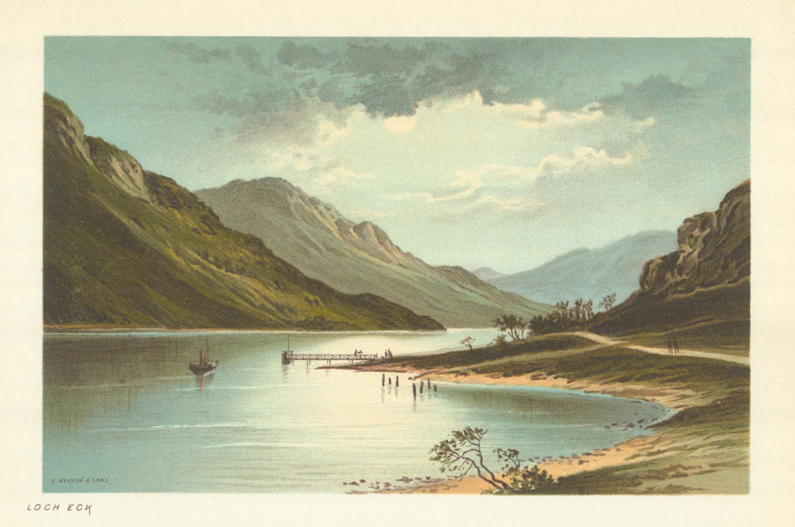 Loch Eck. Scotland antique chromolithograph 1891 old print picture
