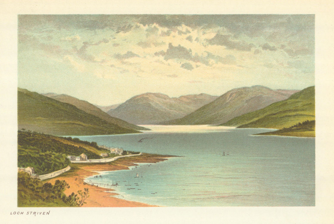 Loch Striven. Scotland antique chromolithograph 1891 old print picture