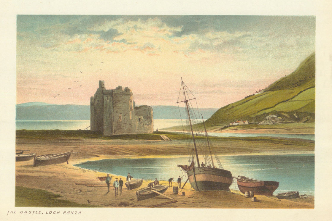 The Castle, Loch Ranza. Scotland antique chromolithograph 1891 old print