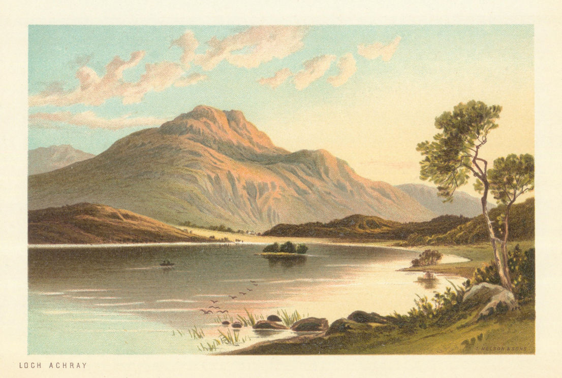 Loch Achray. Scotland antique chromolithograph 1891 old print picture
