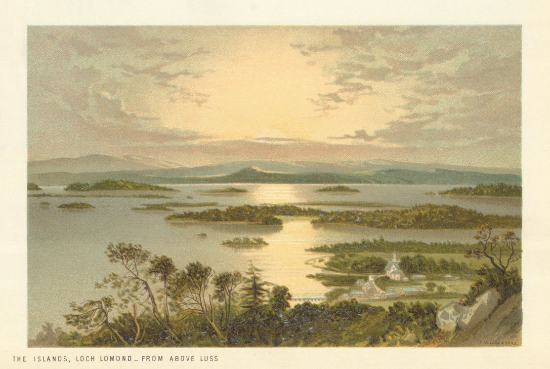 Associate Product The Islands, Loch Lomond from above Luss. Scotland antique chromolithograph 1891