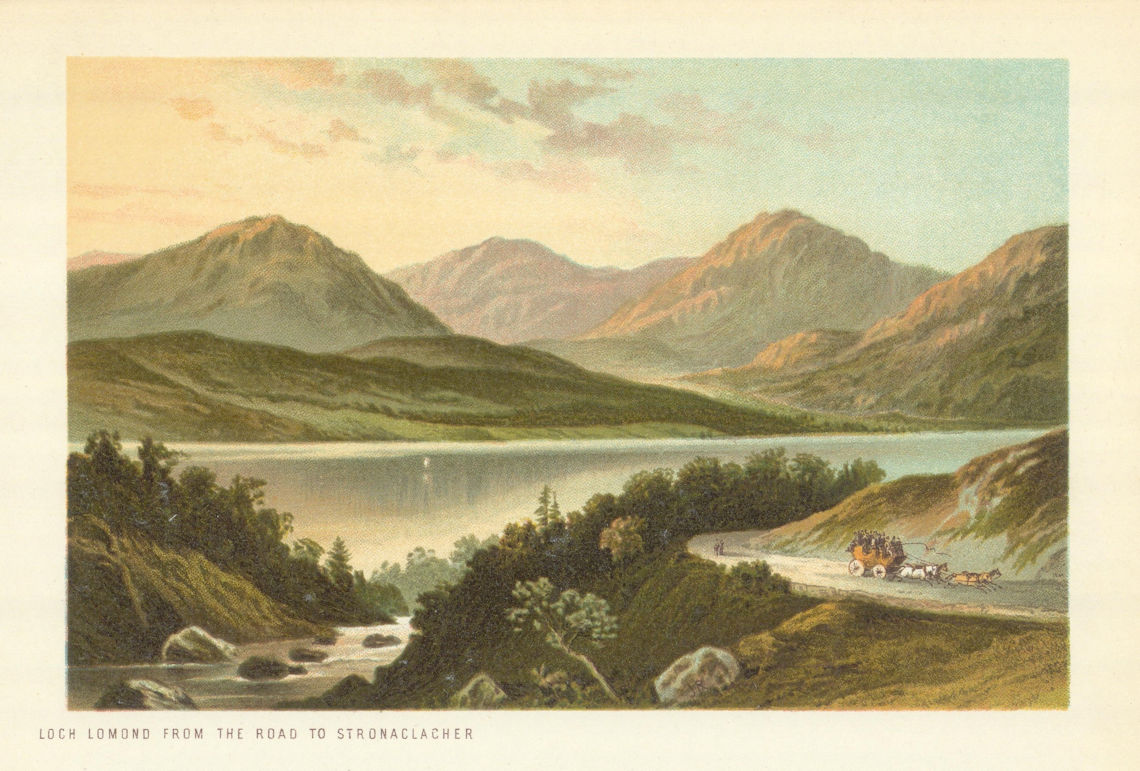 Loch Lomond from the Stronachlacher Road. Scotland antique chromolithograph 1891
