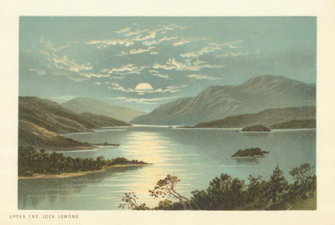 Upper End, Loch Lomond . Scotland antique chromolithograph 1891 old print