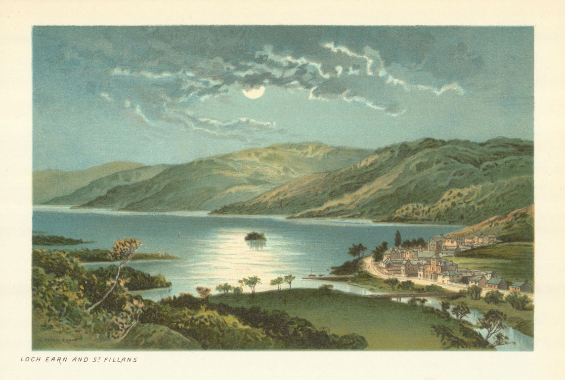 Loch Earn and St Fillans. Scotland antique chromolithograph 1891 old print
