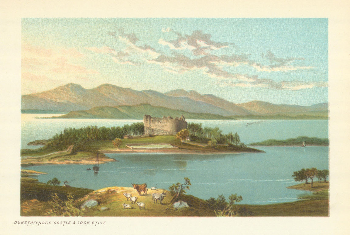 Associate Product Dunstaffnage Castle and Loch Etive. Scotland antique chromolithograph 1891