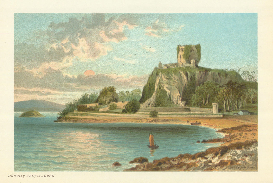 Dunolly Castle, Oban. Scotland antique chromolithograph 1891 old print