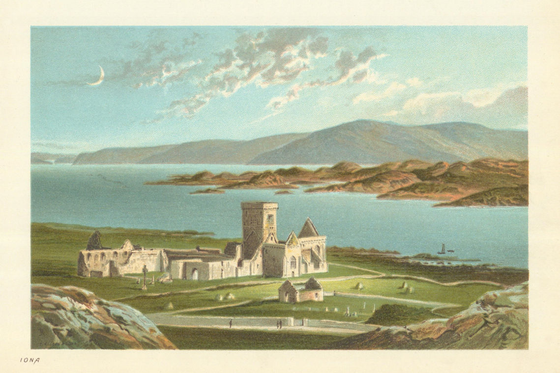 Iona. Scotland antique chromolithograph 1891 old vintage print picture