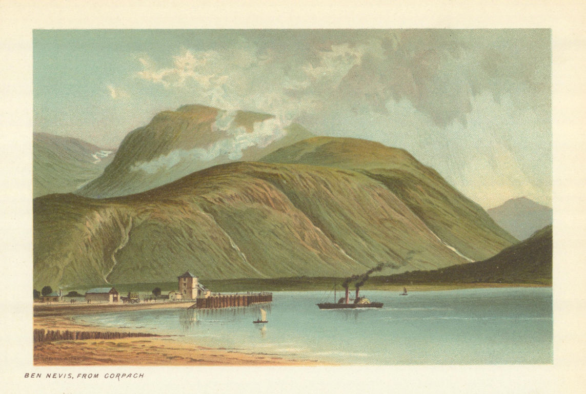 Ben Nevis, from Corpach. Scotland antique chromolithograph 1891 old print