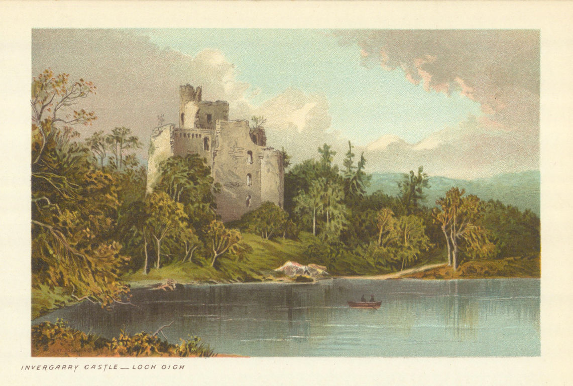 Invergarry Castle, Loch Oich. Scotland antique chromolithograph 1891 old print