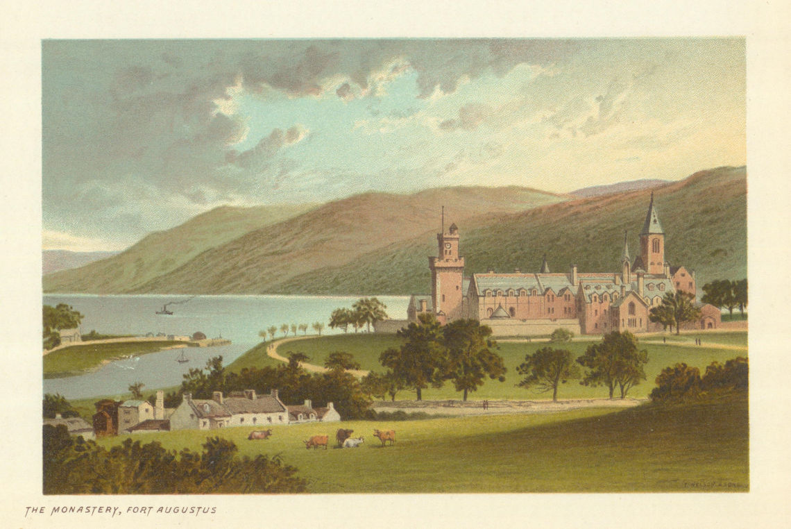 The Monastery, Fort Augustus. Scotland antique chromolithograph 1891 old print