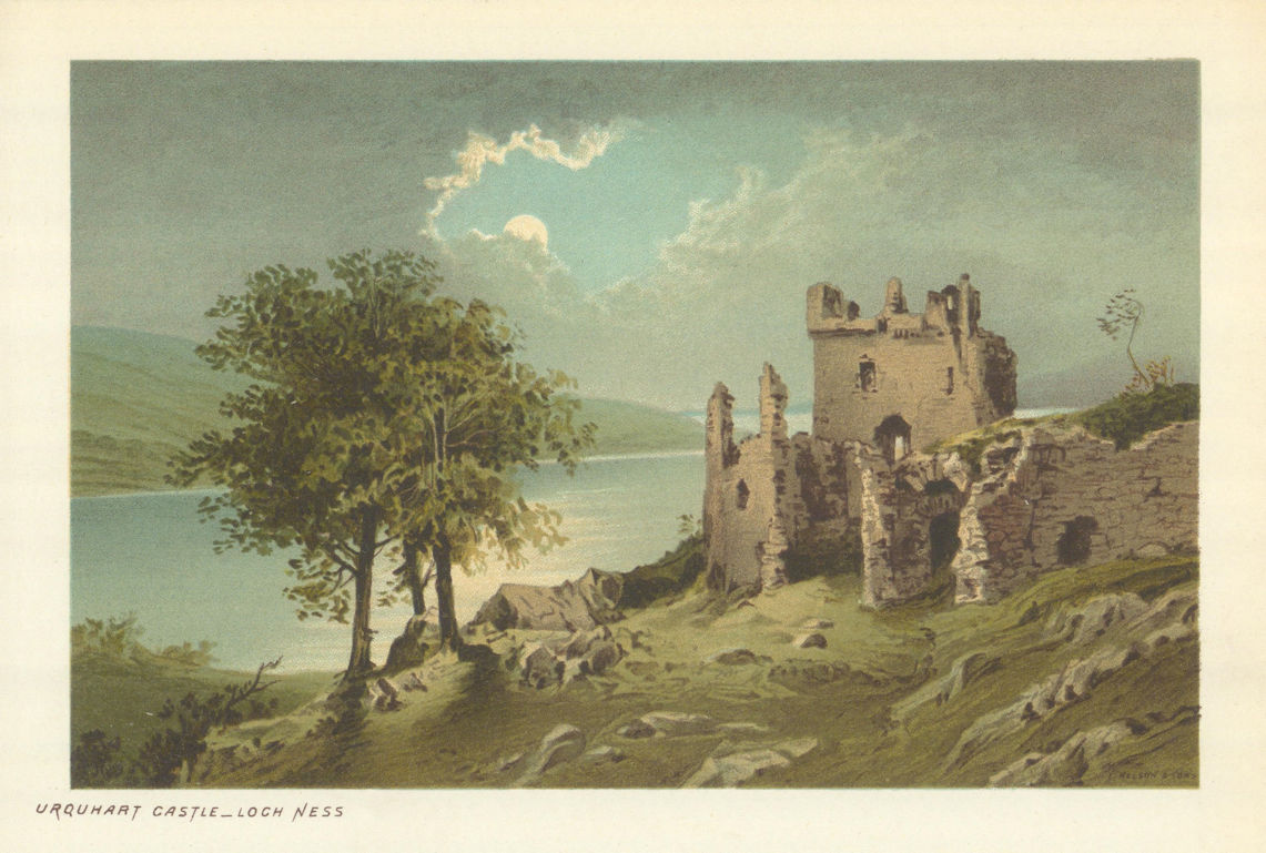 Urquhart Castle, Loch Ness. Scotland antique chromolithograph 1891 old print