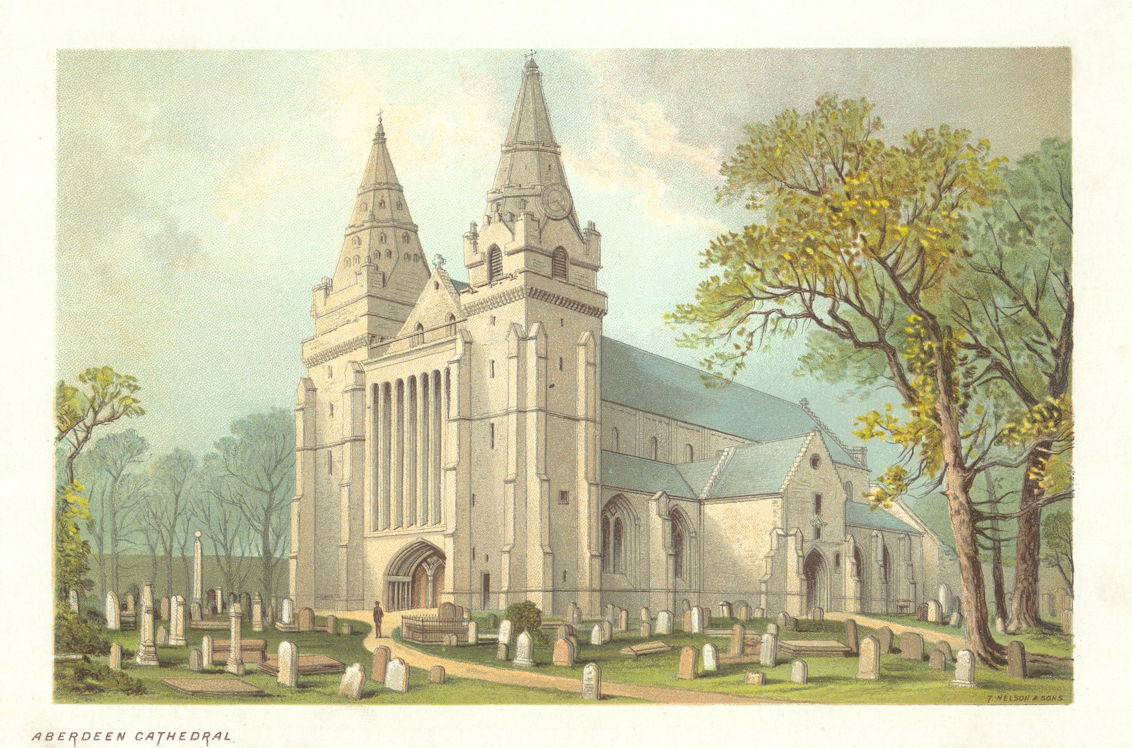 Associate Product Aberdeen Cathedral. Scotland antique chromolithograph 1891 old print