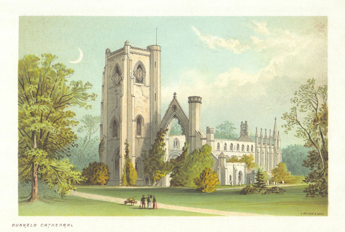 Dunkeld Cathedral. Scotland antique chromolithograph 1891 old print