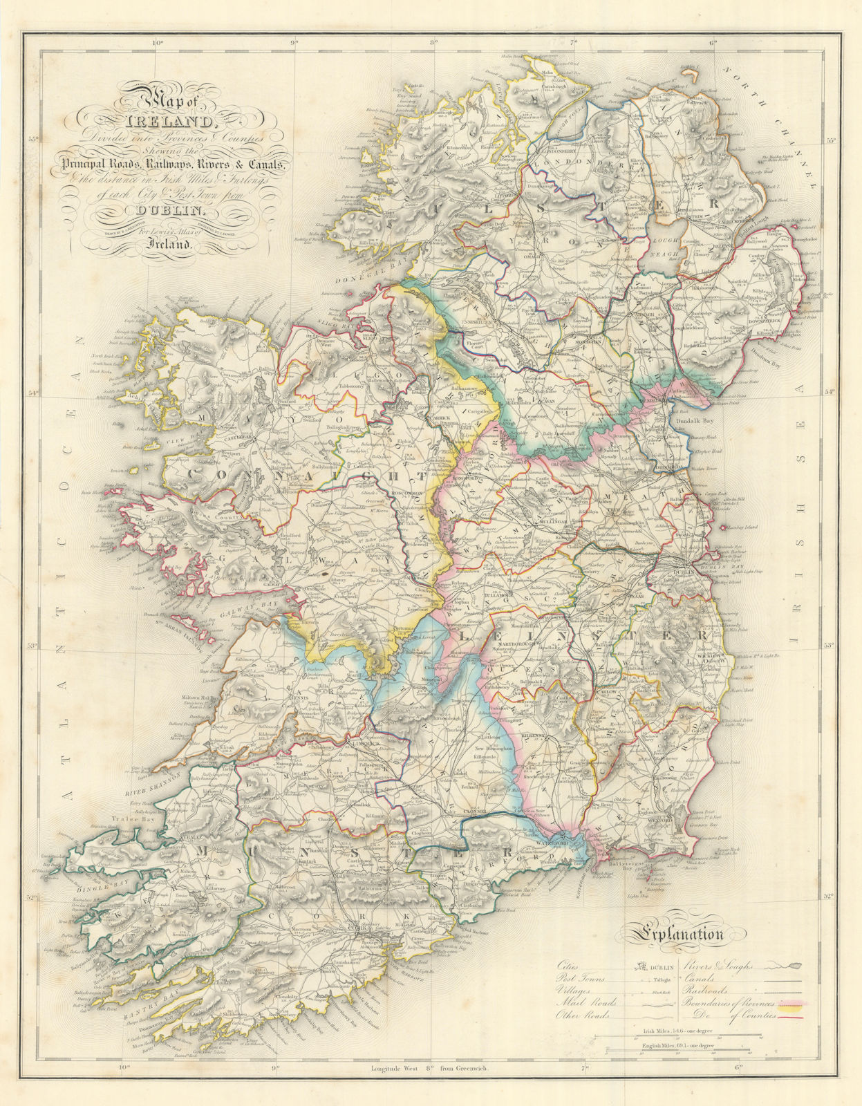 Associate Product "Map of Ireland, divided into provinces & counties…". LEWIS/CREIGHTON/DOWER 1850