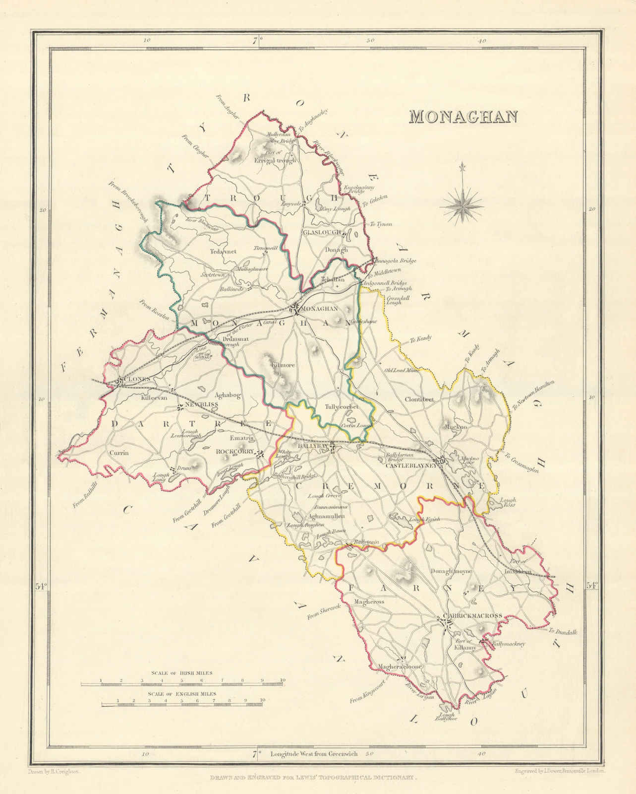 Associate Product COUNTY MONAGHAN antique map for LEWIS by CREIGHTON & DOWER. Ireland 1850