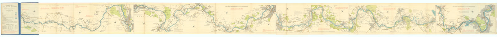 Stanford's map of the River Thames. 112x8cm Leporello map 1957 old vintage