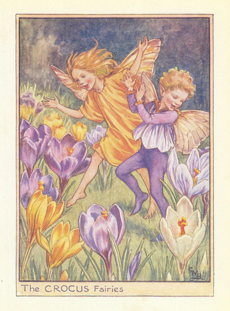 Associate Product Crocus Fairies by Cicely Mary Barker. Flower Fairies of the Garden c1940 print