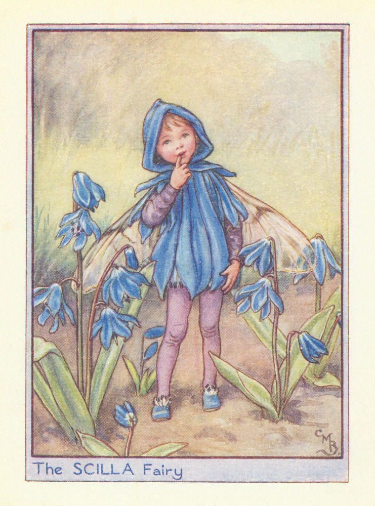Scilla Fairy by Cicely Mary Barker. Flower Fairies of the Garden c1940 print
