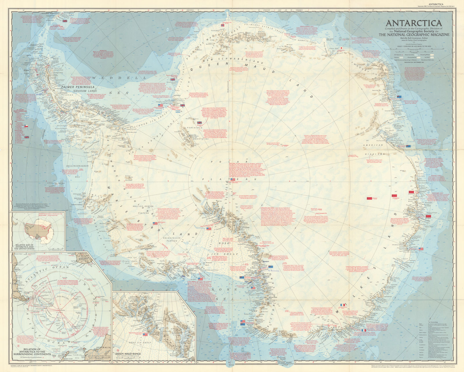 Associate Product Antarctica. National Geographic map for the International Geophysical Year 1957