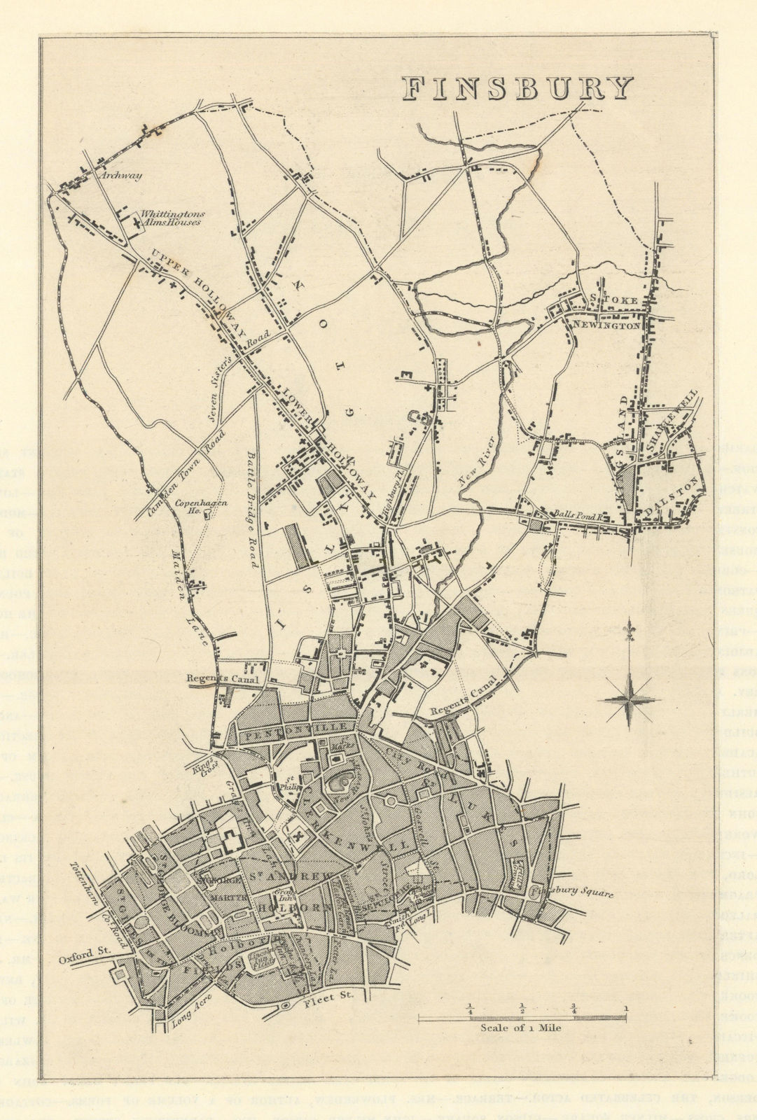 Finsbury borough. Islington Clerkenwell Holloway. CREIGHTON/WALKER 1842 map